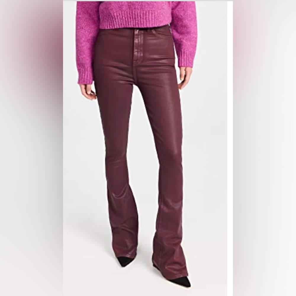 7 for All Mankind Dark red ultra‎ high rise Coated Skinny Bootcut Jeans size 31